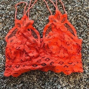 Free People Red Lace Bralette